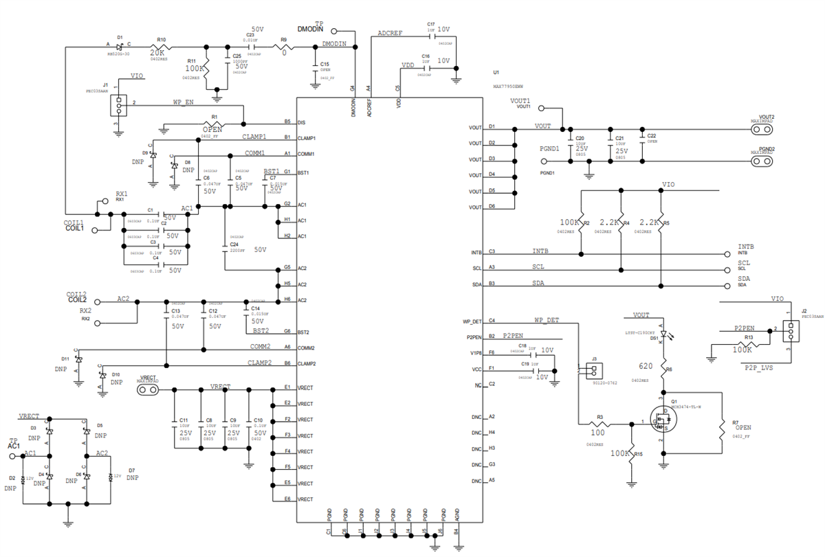 原理图 - Analog Devices / Maxim Integrated MAX77950评估套件